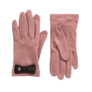 Kate Spade Womens Rose Pink Wool Bow Accent Knit Touchscreen Gloves Sz L New